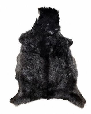 Schaffell Echt | Schwarz-Silbergrau, ca. 110 cm | Weichflor | Öko gegerbt
