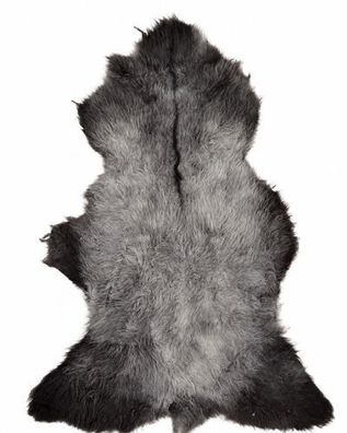 Schaffell Echt | Naturgrau-Dunkelgrau, ca. 140 cm | Lockenflor | Öko gegerbt