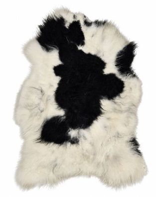 Schaffell Echt | Schwarz-Weiß, ca. 125 cm | Langflor | Öko gegerbt