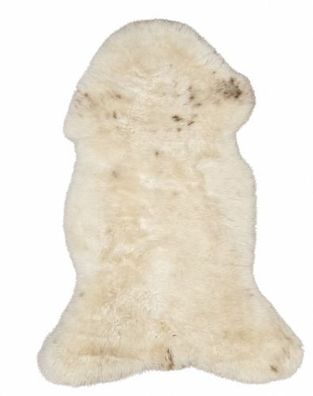 Schaffell Echt | Naturweiß-Braun, ca. 110 cm | Weichflor | Öko gegerbt