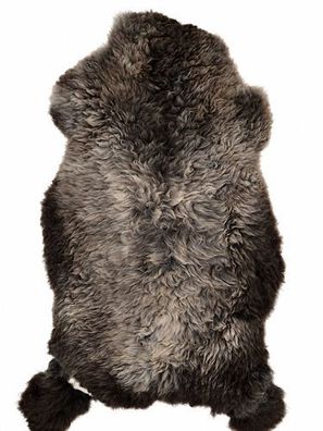 Schaffell Echt | Naturgrau-Dunkelbraun, ca. 120 cm | Lockenflor | Öko gegerbt