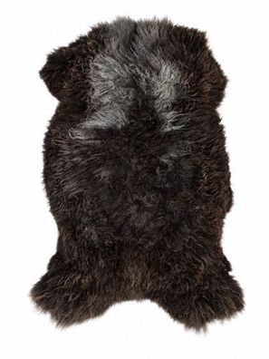 Schaffell Echt | Dunkelbraun-Silbergrau, ca. 130 cm | Lockenflor | Öko gegerbt