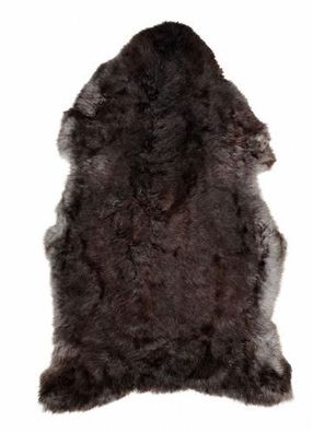 Schaffell Echt | Dunkelbraun-Silbergrau, ca. 125 cm | Weichflor | Öko gegerbt