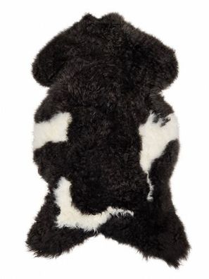 Schaffell Echt | Schwarzbraun-Weiß, ca. 103 cm | Weichflor | Öko gegerbt