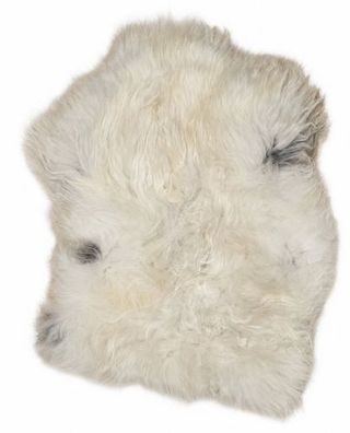 Schaffell Echt | Naturweiß-Grau, ca. 95 cm | Langflor | Öko gegerbt