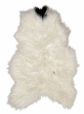 Schaffell Echt | Naturweiß-Schwarz, ca. 120 cm | Langflor | Öko gegerbt