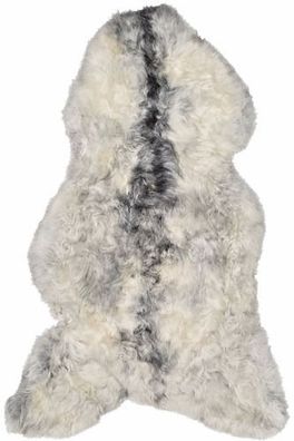 Schaffell Echt | Naturweiß-Grau, ca. 105 cm | Lockenflor | Öko gegerbt