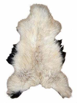 Schaffell Echt | Naturweiß-Grau-Schwarz, ca. 130 cm | Langflor | Öko gegerbt