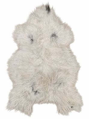 Schaffell Echt | Naturweiß-Grau, ca. 130 cm | Langflor | Öko gegerbt