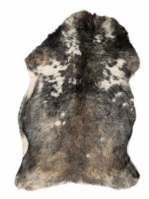 Schaffell Echt | Silbergrau-Creme-Schwarz, ca. 105 cm | Kurzflor | Öko gegerbt