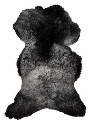Schaffell Echt | Grau-Schwarz meliert, ca. 111 cm | Weichflor | Öko gegerbt