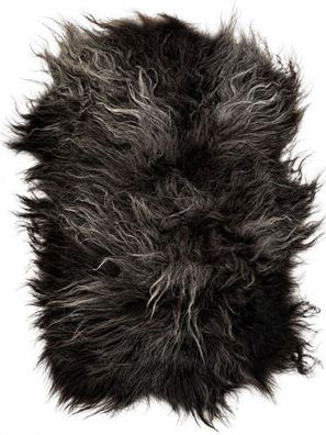Schaffell Echt | Dunkelgrau-Schwarz, ca. 92 cm | Langflor | Öko gegerbt