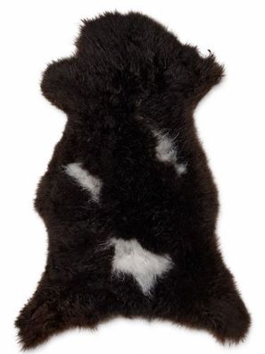 Schaffell Echt | Schwarzbraun-Weiß, ca. 108 cm | Weichflor | Öko gegerbt