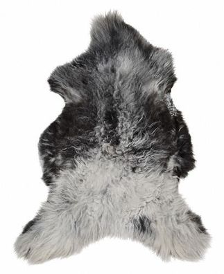 Schaffell Echt | Grau-Schwarz, ca. 115 cm | Lockenflor | Öko gegerbt
