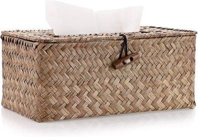 BSTKEY Rechteckiger Taschentuchbox aus Seegras für den Haushalt, 68 x 30 x 22 cm