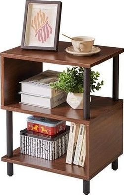 Aibiju Beistelltisch, Nachttisch 3 Ablagen, offenes Fach, Couchtisch, YD-TM152LW