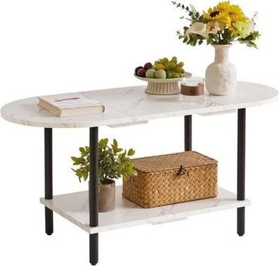 Aibiju Couchtisch, Kleiner Wohnzimmertisch, Sofa-Tisch mit Holzbeinen , 2 Stufen