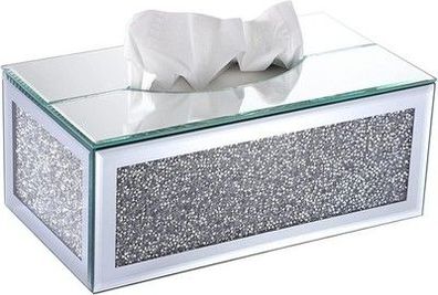 BTSKY Glitzernde Taschentuchbox aus Glas mit zerkleinerten Kristalldiamanten