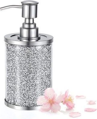 BTSKY Sparky Glass 350ml Seifenspender Flasche - zerkleinerte Diamantenm, Silber