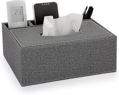 BTSKY Rechteckige Taschentuchbox aus Leinen mit Fernbedienung, Aufbewahrungsbox