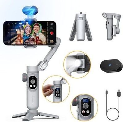 Aochuan 3-Achsen-iPhone-Gimbal, Gimbal Stabilizer mit Ai-Vision-Sensor, in Grau