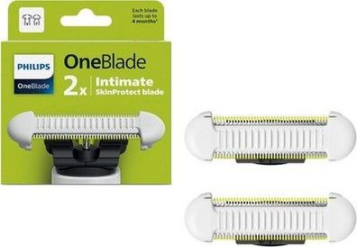 Philips OneBlade Intimate Klingen 2x SkinProtect Ersatzklingen, Trimmen QP229/50