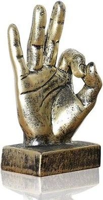 Lependor Finger Geste Statuen Hand Skulptur Finger Statue Harz Golden, Ok Finger