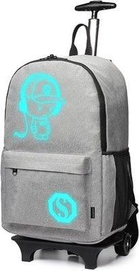 KONO Handgepäck Rucksack Tasche mit Rollen Business Trolley Reisetasche, Grau