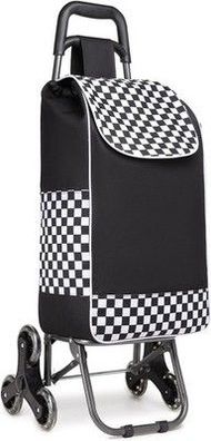 Kono Einkaufstrolley Einkaufswagen Stabil Trolley Klappbar Schwarz, 3 Räder
