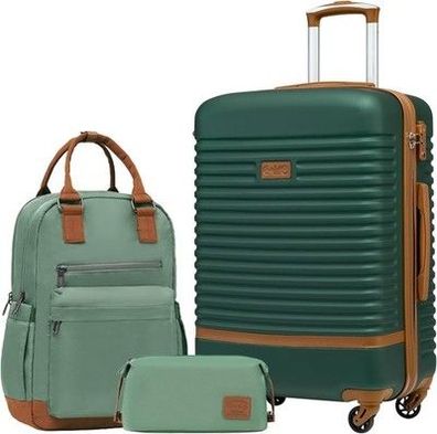 Coolife Koffer Trolley Koffer Reisekoffer von ABS Hartschalen (Koffer-Set 3-tlg)