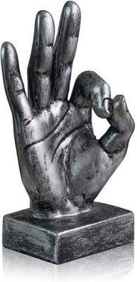 Lependor Finger Geste Statue Hand Skulptur Handskulptur Deko Silber, Ok Finger