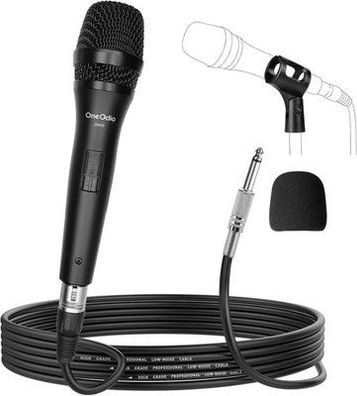 5-teilig OneOdio ON55 Mikrofon mit Klinkenstecker, Cliphalter & 5m XLR-Kabel