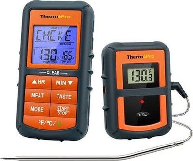 ThermoPro TP07C digitales Grillthermometer Küchenthermometer Eieruhr Funk, Grill
