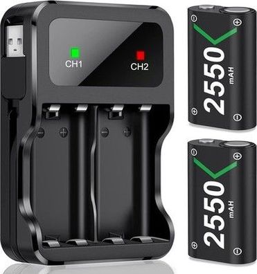 Akku Ladestation für Xbox One/Series X&S Controller, + 2x 2550mAh Akku