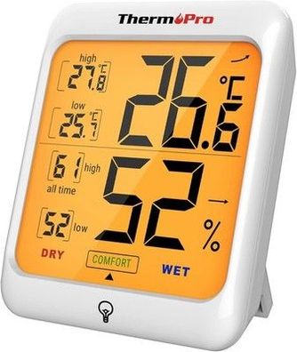 ThermoPro TP53 digitales Thermo-Hygrometer Thermometer Hygrometer, in Weiß