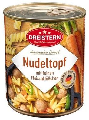 Dreistern Nudeleintopf mit Fleischklößchen, 800 g, Nudel-Eintopf, Fertigmahlzeit