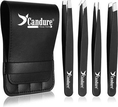 Candure Pinzetten Set 4-teiliges Präzisions-Pinzettenset aus Edelstahl