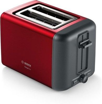 Bosch Kompakt Toaster DesignLine TAT3P424DE, Brötchenaufsatz, 970 Watt, rot