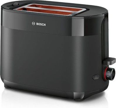 Bosch Kompakt Toaster MyMoment TAT2M123, Brötchenaufsatz, 800 Watt, Schwarz matt
