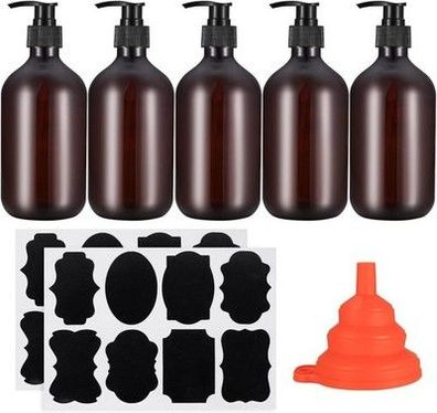 5 Stück Seifenspender 500ml, Shampoo Flaschen zum Befüllen, Leer Pumpspender