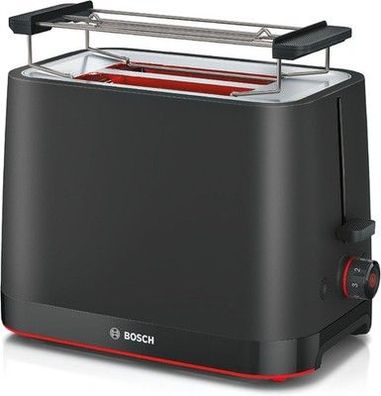 Bosch Kompakt Toaster MyMoment TAT3M123, Brötchenaufsatz, 800 Watt, Schwarz