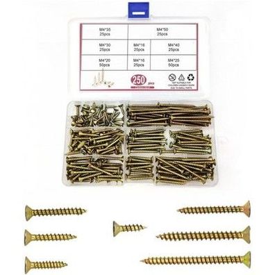250 Stück M4 Schrauben Set, selbstschneidende Schrauben Set Schnellbauschrauben