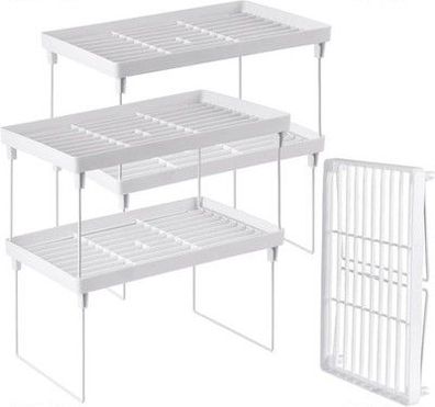 NiHome 4er-Pack stapelbares Kunststoff-Küchenregal faltbares Regal Küchenschrank