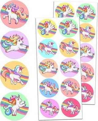 200 Stück - Einhorn Sticker Aufkleber für Kinder - 20 Blätt, 40mm - Sticker