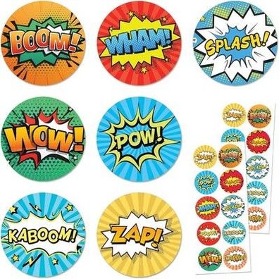 200 Stück Superhelden Sticker Aufkleber, Comic Aufkleber Kinder - 20 Blatt, 40mm