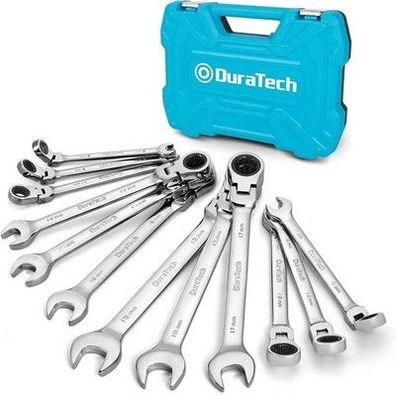 Duratech 12-teilig Gelenk-Ratschenschlüssel-Satz, Gabelschlüssel, 8-19 mm