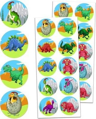 Dino Sticker Aufkleber Set - 10 Designs, 20 Blätt, 200 Stück für Kinder Sticker