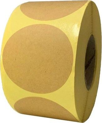 500 Stück - 50mm Kraftpapier Aufkleber Rund, Etiketten Selbstklebend Beschriften