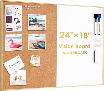 Arcobis Korktafel, Whiteboard-Kombination, 60 x 45 cm, Pinnwand Zuhause, Büro