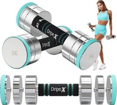 Dripex Hanteln Set Kurzhanteln 2er Set aus Stahl 2,5kg, 5kg - Hantel, Fitness